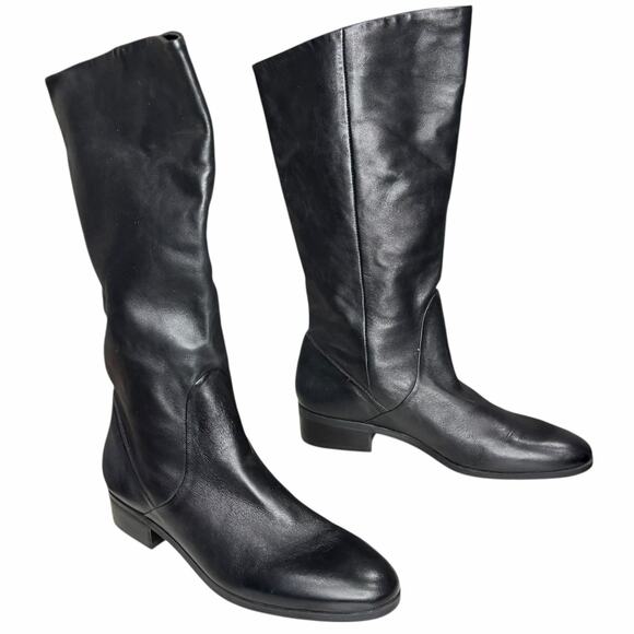 Markon Sandusky Boots 8 Black Leather Mid Calf Pull On Riding Western Equestrian - Picture 4 of 12
